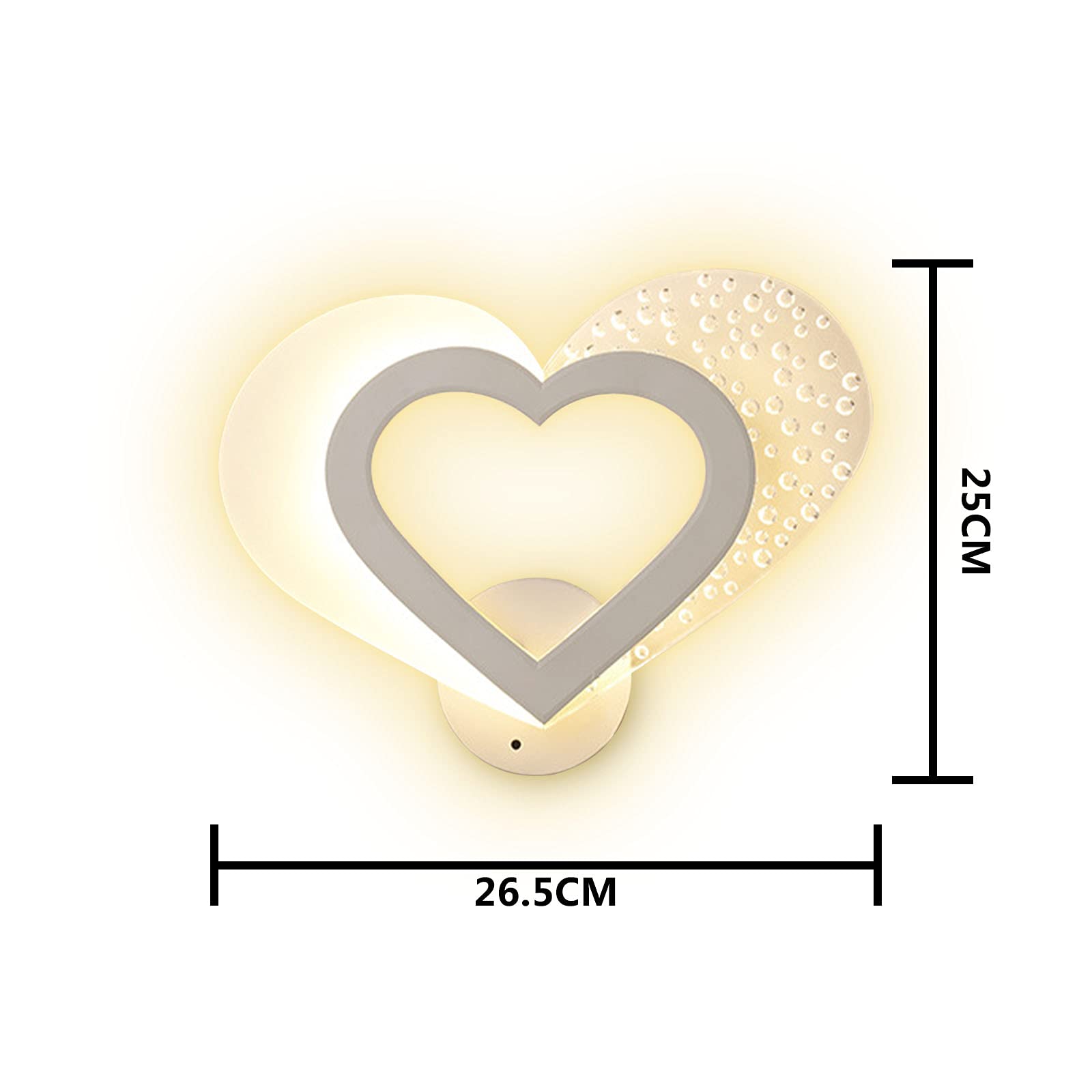 Voltix Applique da Parete Interno a LED a Forma di Cuore 12W 960LM – Lampada da Parete Moderna in Acrilico – Lampade da Muro Eleganti e Decorative – Applique Camera da Letto