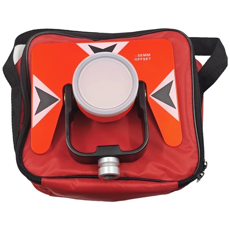 Image of Single Frame Prism Surveying Tilt Prism with Range Tester Target Plate Tilting and Swiveling Holder for Nikon Total Station, Offset 0 /-30mm, 5 /8 inch-11 Female Thread (Orange & Black /White Triangular)