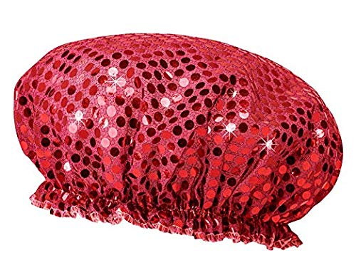Glam Dazzle Womens Pink Sequiin Glitter Bouffant Shower Cap