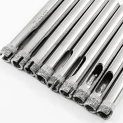 Image of Luomorgo 12Pcs 6mm /1 /4 inch Diamond Hole Saw Drill Bits | 1.1 inch Cutting Depth, For Glass Ceramic Marble, For Porcelain Tile Granite, For Quartz Gemstone