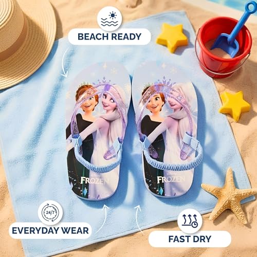 Image of Disney Girls Boys Character Flip Flops Sandals Kids Water Shoes - Minnie Mickey Moana Toy Story Frozen Cars Encanto Princess Thong Beach Slides Slip On Quick Dry (Toddler-Little Kid)