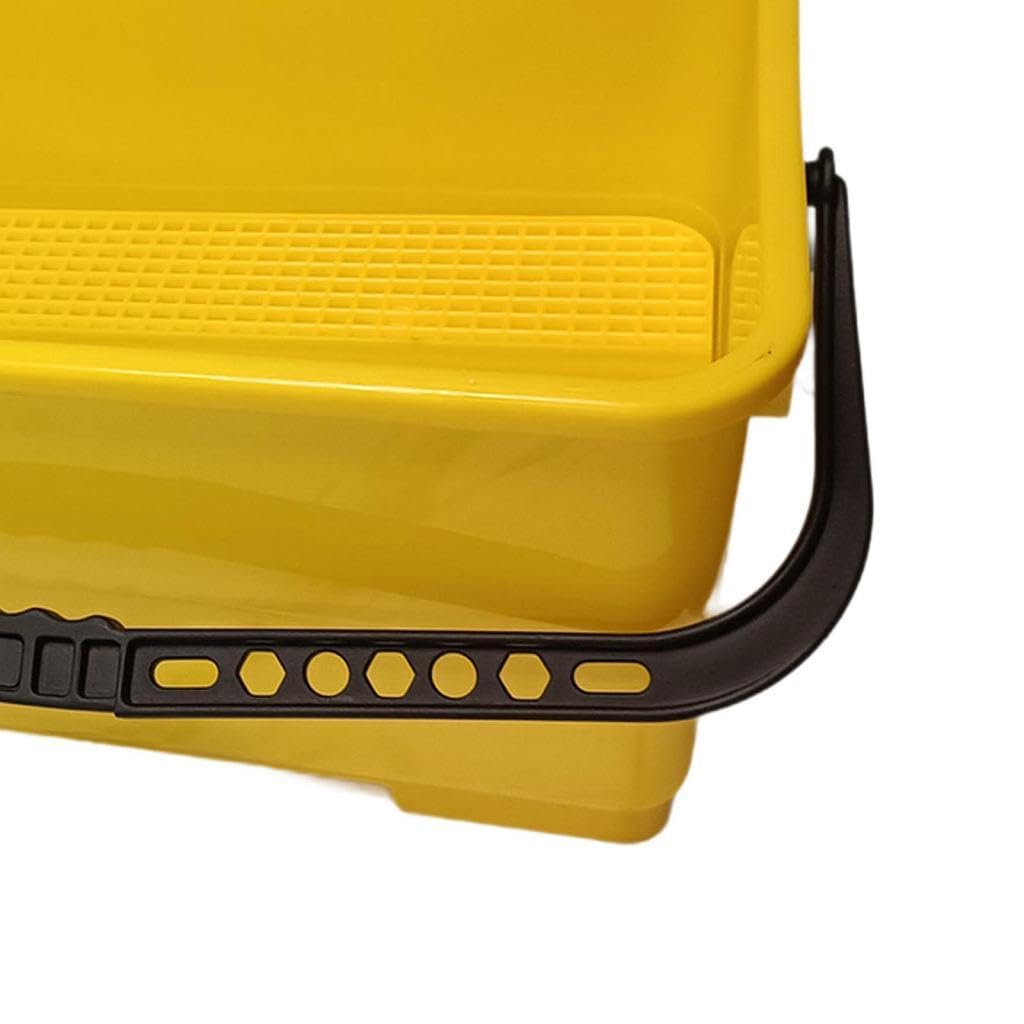 Cubo Rectangular con Ruedas, Balde Portátil, Cubo de Profesional de 24 litros con Escurridor para Limpieza de Suelos, Escuela, Amarillo, Individual