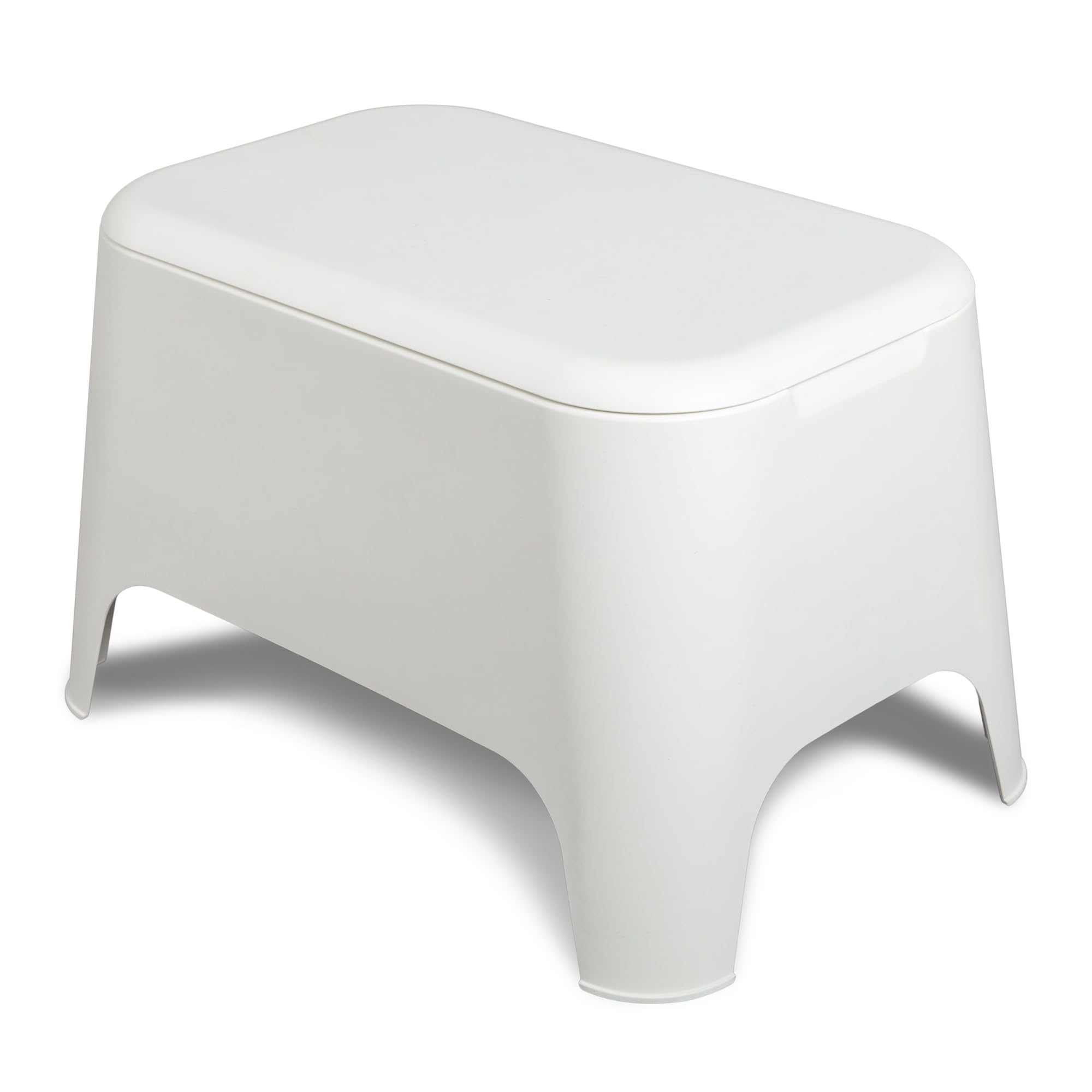 Tavolino Petra bianco 59x39x36 cm moderno con vano portaoggetti 21 litri coperchio rimovibile plastica riciclata uso esterno