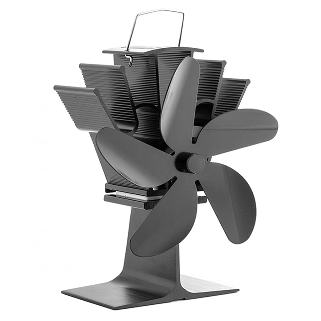 Kieteiik Black 5 Heat Powered Stove Fan Wood Stove Fan Quiet Efficient For Wood Log Circulating Warm Air Saving Fuel Heat Powered For Burning