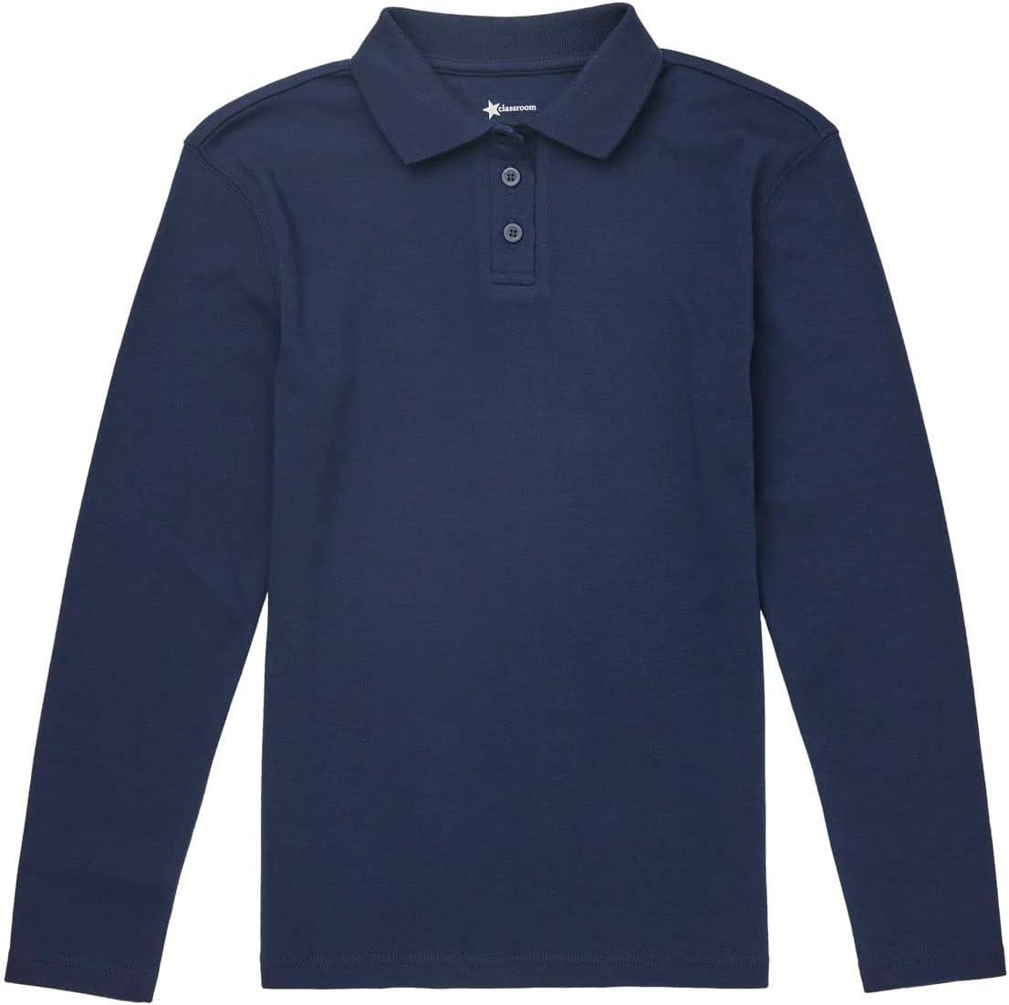 Classroom School Uniforms Adult Long Sleeve Fitted Interlock Polo CR854X, 2XL, Dark Navy