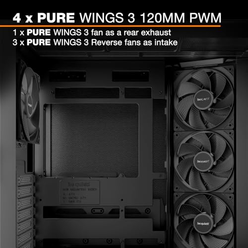Image of be quiet! Light Base 500 PC Case, Fully Windowed Front and Side Panel | Show case, Dual Chamber, Mid Tower Gaming Computer Case, 4 Pure Wings 3 PWM Fans, no RGB, Backside Connector Design