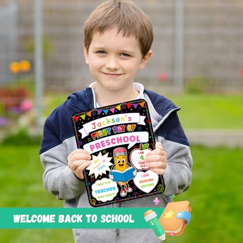 FaCraft First Day of School Sign - 12 Pack Vertical Double Sided 1st and Last Day of School Sign Premium Cardstock for Preschool, Kindergarten to 12th Grade, Kids Daughter Son Back to School Supplies — view 4