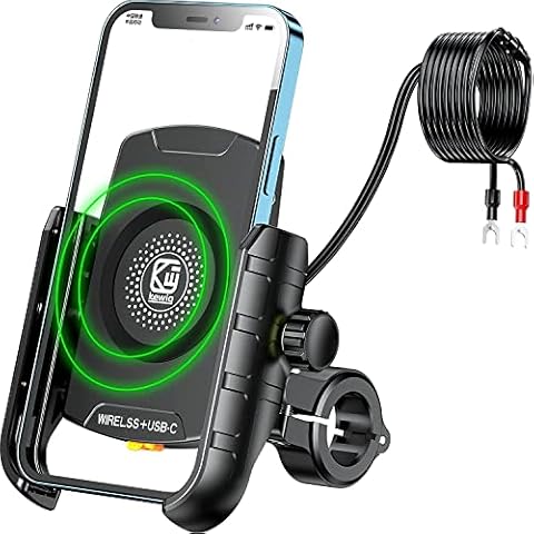 Motorcycle Phone Mount with Charger Wireless & USB C Cover