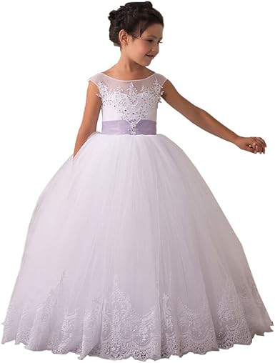 Amazon.com: Vestidos de niña de flores largo vintage encaje primera comunión  concurso vestidos de bola : Ropa, Zapatos y Joyería