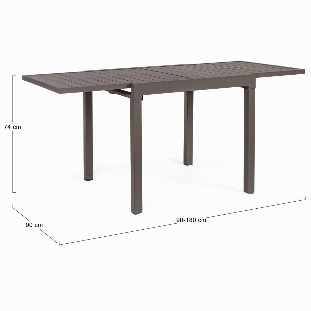 Yellowshop - HILL Tavolo da giardino quadrato allungabile per esterno in alluminio L90/180xP90xH74 cm HILDE Antracite, Bianco o Coffee (Coffee)