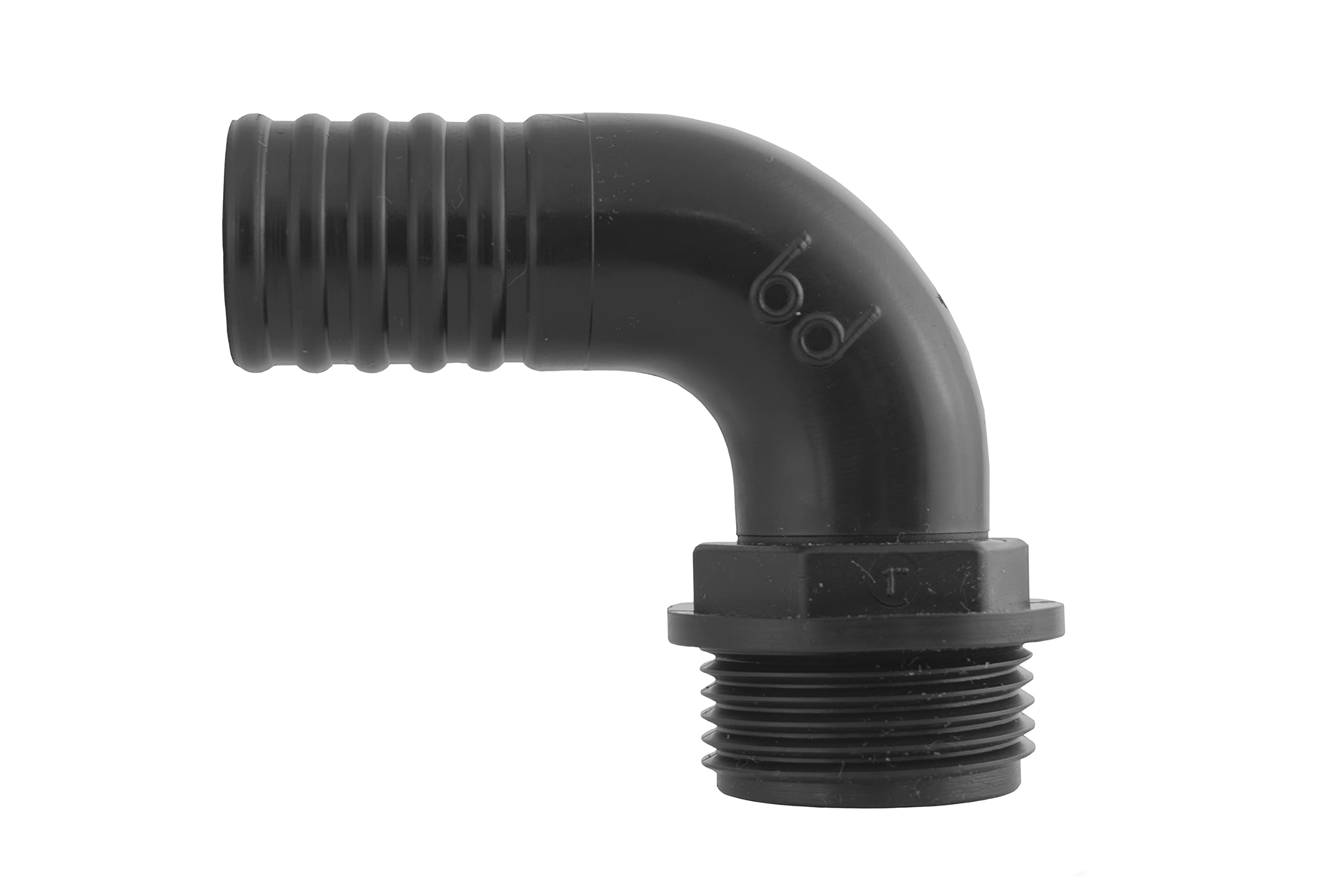 Cost Wise Men's Black Multi Size Hose Tail Connectors For Corrugated Pond Pipe(Range Of Sizes) (Elbow 25Mm-1" Bspm Thread) 1" Bsp = 33.3Mm Across The Thread