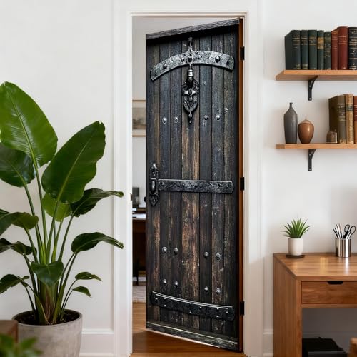 Image of Nuxovilar Retro Wooden Door Stickers Peel Stick PVC 30.3x78.7 in
