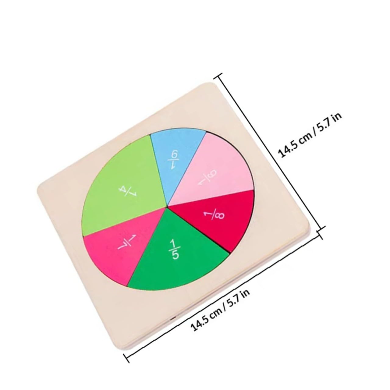 Tablero y Cognición del Color de Fracciones de Madera de Aprendizaje Juego Educativo Divertido Forma de Pastel para Niños Adecuado para Educación Temprana