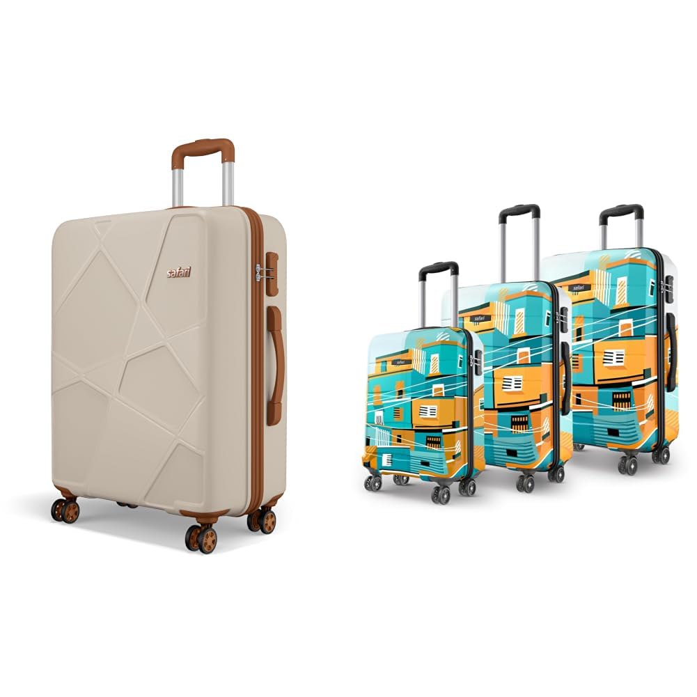 safari Pentagon Pro 8 Wheels 75cm Large Size Trolley Bag, Hard Case Polypropylene, 360º Wheeling + Oasis 55, 65 & 77 Cms Polycarbonate Trolley Bag, Printed Cabin 8 Wheels Spinner Travelling-picture-38