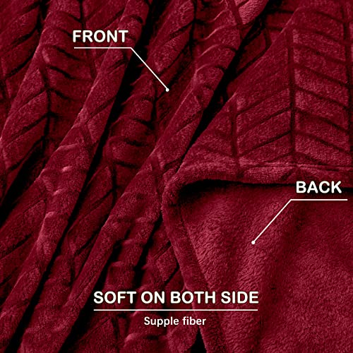 Excervent Soft Flannel Fleece Throw Blanket (50X70 Inches Red) Lightweight Fall Burgundy Blankets Chevron Pattern For Sofa, Couch, Bed - Fluffy Warm Cozy Decorative #TOP3