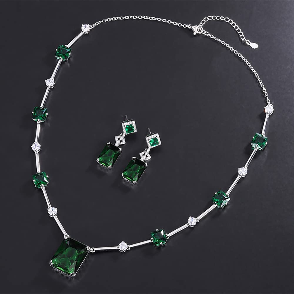 Pendientes Colgantes de Piedra Preciosa Esmeralda para Conjuntos de joyería de Boda de Mujer