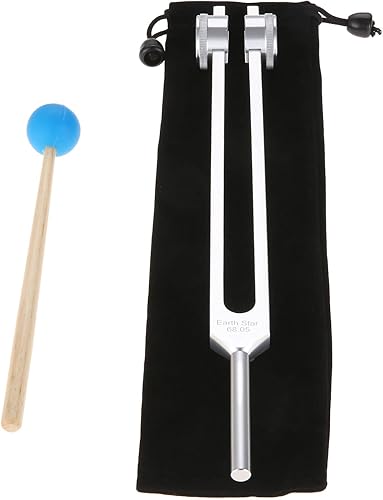 Tenedor de afinación de 68.05 Hz para curación, reparación de sonido, instrumento musical, terapia, alivia el estrés con martillo de silicona y