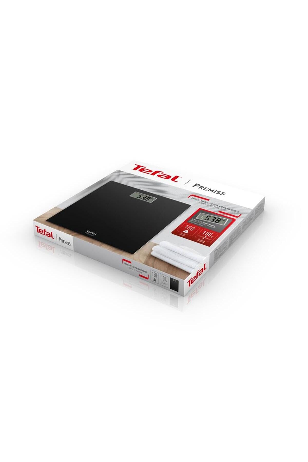Tefal Premiss PP1400 balance, Affichage facile à lire, Plateau spacieux, Jusqu'à 150 kg, Mise en marche et arrêt automatique, Noir