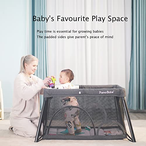 Pamo Babe Travel Crib, Portable Crib For Baby Lightweight Baby Travel Playpen, Foldable Travel Playard With Comfortable Mattress For Babies To Toddler (Grey) #TOP3