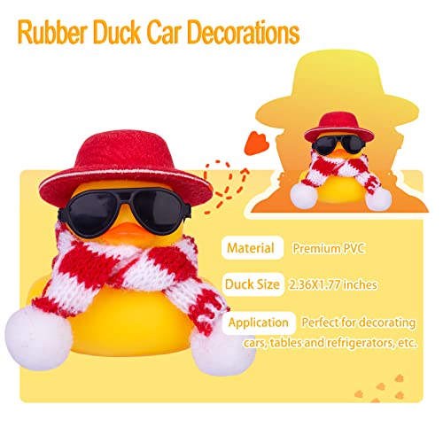 Image of Rubber Duck Car Ornaments 2Pack Winter Duck Car Dashboard Decorations for Christmas Decor and Home Decorations with Mini Hat Scarf and Sunglasses(B)
