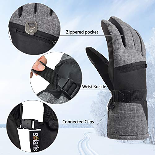 Waterproof Ski Gloves for Men Women, Winter Warm Cozy 3M Thinsulate Snowboard Gloves with Half Ski Mask for Skiing, Snowboarding, Shoveling & Outdoor Sports, with Pocket & Wrist Leashes - Thumbnail 2