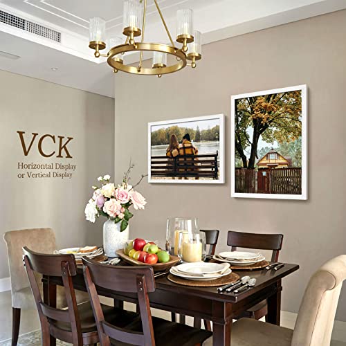 Image of VCK 20x28 Poster Frame Solid Wood White 3 Pack Picture Frames 20 x 28 Inches with Wall Mounting Hanging