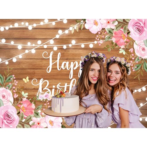 Fondo para cumpleaños de mujeres 7x5ft marrón miniatura 7