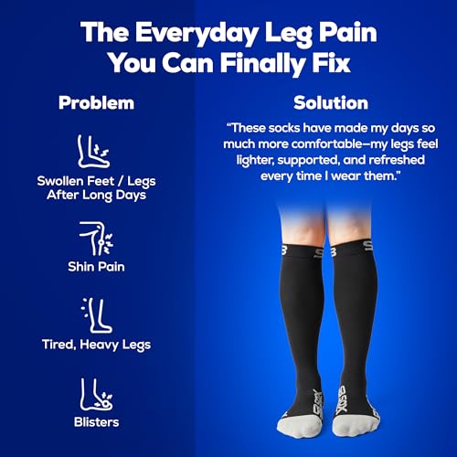 Image of SB SOX Compression Socks for Men & Women (20-30mmHg) - Best Compression Socks for Travel, Medical, Sports, Wide Calf Fit, and Daily Wear