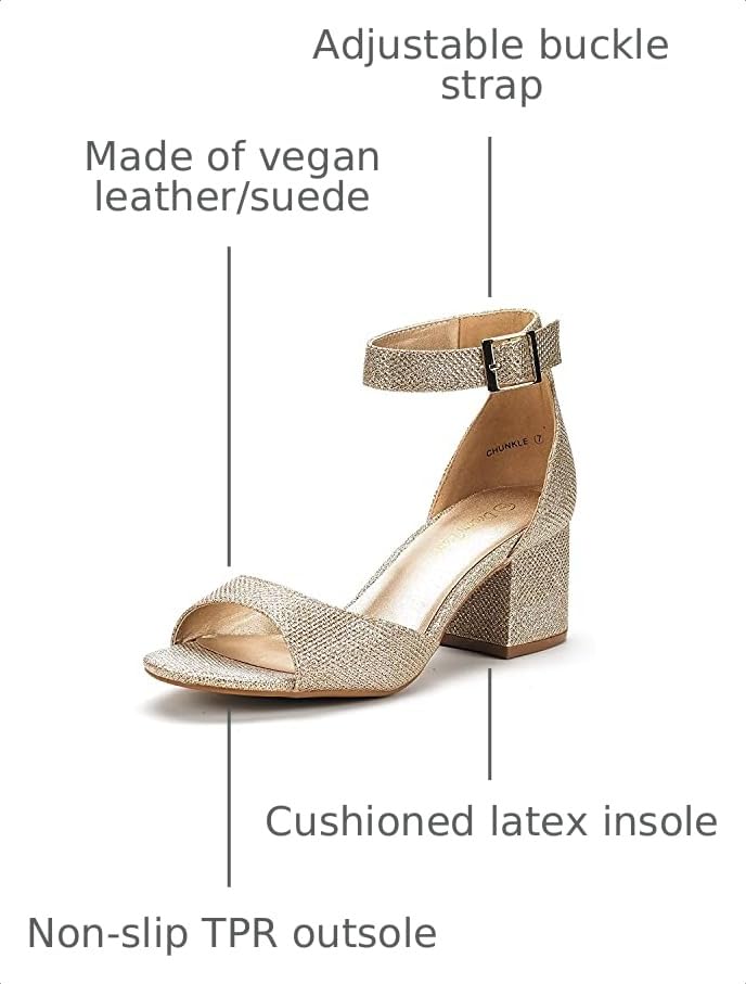 Image of DREAM PAIRS Women's Chunky Heel Sandal | 2.2 inch chunky block heels,open toe with ankle strap buckle, classic comfortable heeled sandals,wedding party dress shoes