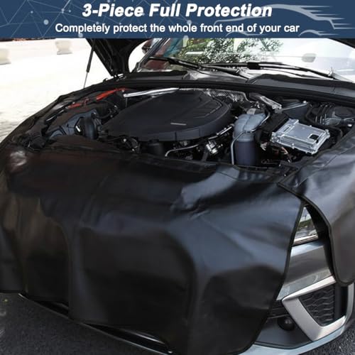 Image of STHIRA 3Pcs Magnetic Car Fender Covers for Mechanics Thicken Anti-Scratch PU Synthetic Leather Fender Guard Cover Hanging Magnetic Protector with Hooks 2 Sizes Front and Side Fender Cover Pieces