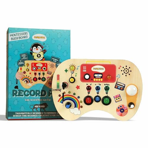 Image of Record Pod Busy Board with Sound Recording for Toddlers (2-5 Years) | Montessori Learning Toy for Speech Development | Interactive Sound & Light Toy | Alphabet, Numbers & Days Songs