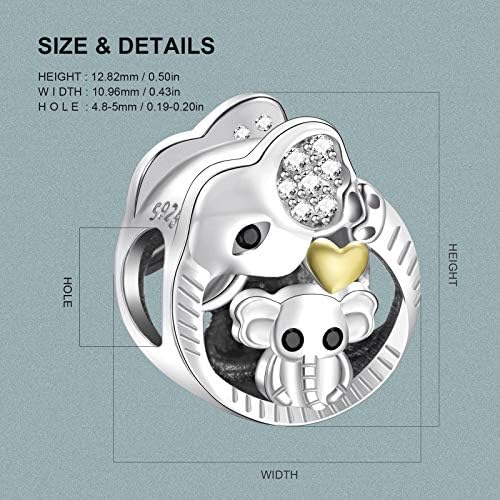 NINGAN 925 Sterling Silver Women's Bracelet Charm Swan, Elephant, Kangaroo, Koala, Kitten, bear Mom and Baby Animal Series Beads Gift for Mom Birthday