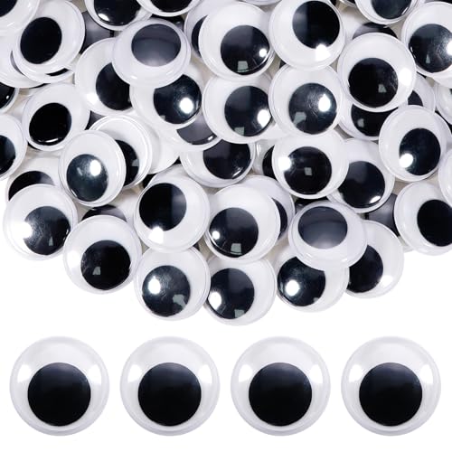 Image of TOAOB 150pcs 35mm Large Wiggle Googly Eyes Self Adhesive Sticker Eyes | Plastic Black Round Eyeballs, DIY Arts Crafts, Scrapbooking Accessories