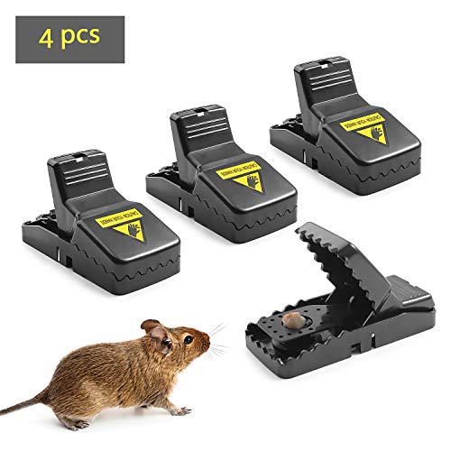 Preisvergleich Produktbild Herefun Mäusefalle, 4 Stück Profi Mäusefalle Wiederverwendbar Mäusefalle Nagetierbekämpfung Rattenfalle Köder Schlagfalle Für Küche Zimmer Haus und Garten