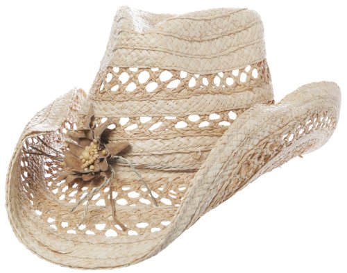 Peter Grimms's Women's Mallorie Straw Coastal Open Weave Western Cowboy Hat #TOP15