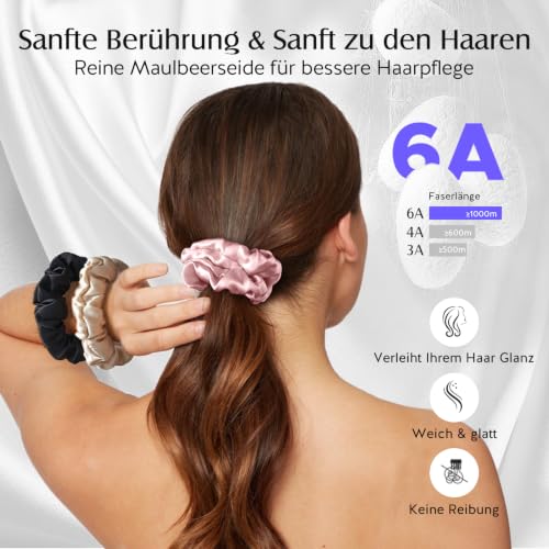 Umisleep 3er Set 100% Mulberry Seiden Scrunchies für Damen,weniger Frizz – Ansicht 3