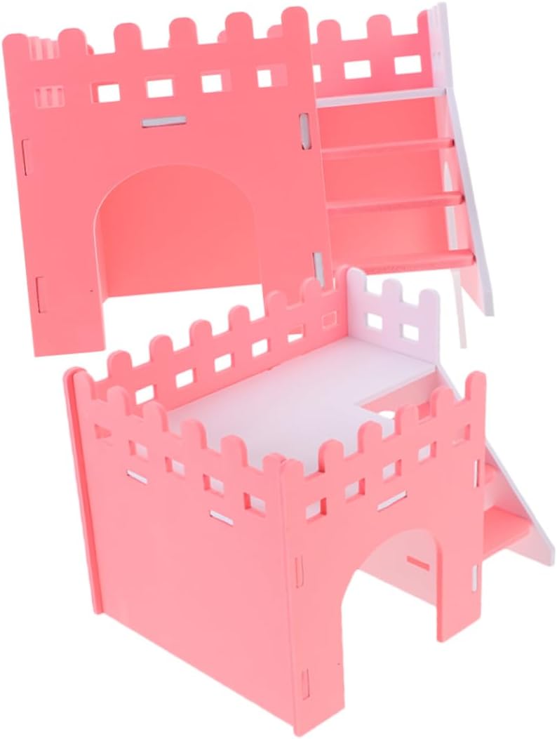 2pcs Double-Layer Hamster Hideout Villa Guinea Pig House Accessory for Small Pets Scratch-Resistant Design for Activity and Rest