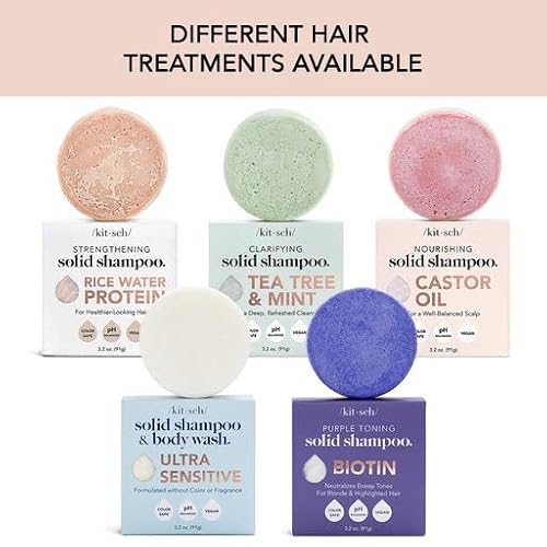 Kitsch Purple Shampoo Bar For Blonde Hair - Toning Purple Shampoo Bars With Biotin For Strengthening Hair & Neutralizing Brassy Tones | Vegan Solid Shampoo Bar For Hair Shine | Zero Waste, 3.2 Oz #TOP5