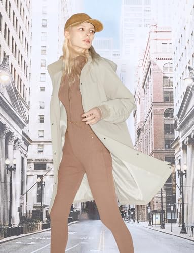 Orolay Women's Casual Hooded Raincoat Spring Light Jacket Zip Up Long Overcoat Warm Windbreaker with Belt3
