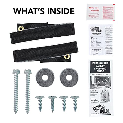 Quakehold! Furniture Strap Kit, Earthquake Fasteners for Disaster Preparedness, Child Proof Safety Straps for RV, Home Office, Helps Prevent Damage and Injury, Easy to Install, Black - Thumbnail 4
