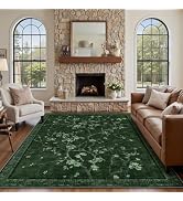 LORWER Washable 8x10 Area Rugs for Living Room, Vintage Floral Large Bedroom Rug Non-Slip Orienta...