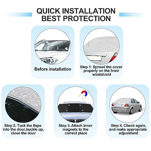 Image of X AUTOHAUX Black Rear Windshield Cover for Ice and Snow Magnetic Car Window Shades Anti Ice Dust Sun for Automotive Rear Windshield with Reflective Side