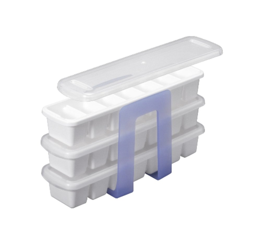 Asvel Ice Cube Tray, Slim, 3 Tiers, Stackable, Made in Japan, White