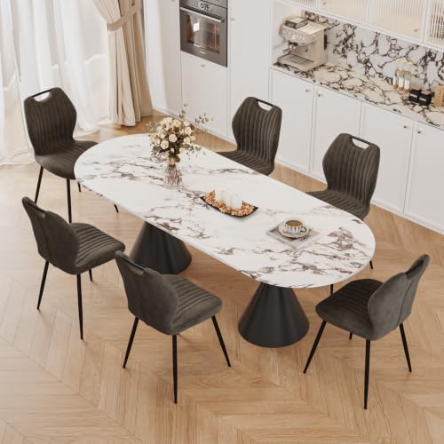 LEWE Chaise Salle à Manger Lot de 6, Chaises Cuisine Moderne Tissu, Taupe