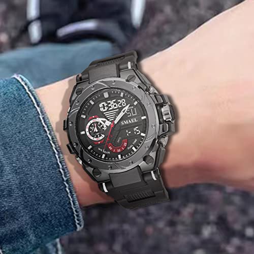 Smael 8060 Analog Digital Dual Display Watches For Men Alloy Waterproof Sport Watch Electronic Quartz Watch ( Black ) #TOP2