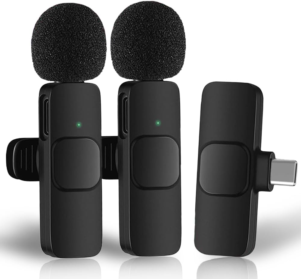 Microphone for Android – Mini Microphone – Clip-on Microphones – Wireless Lavalier Microphone for Android iPad Plug-Play Microphone Video Recording, Live Stream, YouTube, TikTok (2 Pack) (FOR ANDROID)