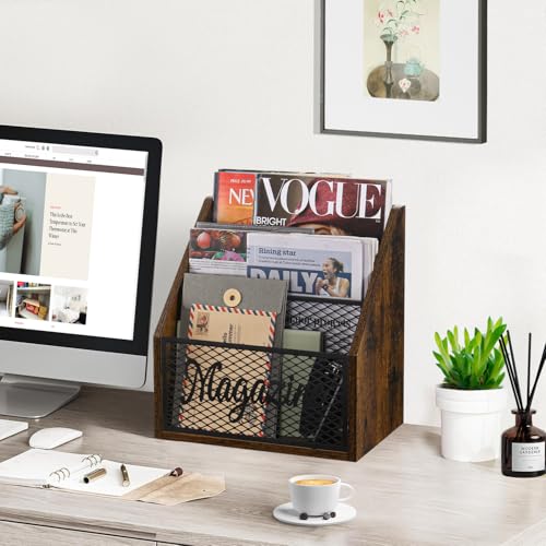 Yinmit MH008 Magazine Holder,Stepped 3 Tier Magazine Rack Floor,Magazine Storage Basket,File Holder Organizer,Folder Organizer Bin thumb #1