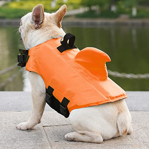 FONLAM Schwimmweste Hund Rettungswesten Warnwesten Badeanzug für Hunde Neulinge Sicherheitswesten für Haustier Baden Pool Strand (Orange, M)
