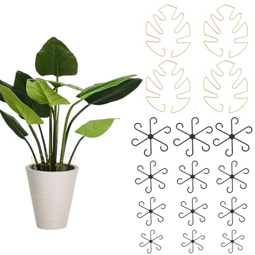 JcvPot Pflanzenstütze, Monstera Rankhilfe, 16-teiliges Set in Schwarz und Gold, 4 Größen, Für Zimmerpflanzen, Rankhilfe Monstera, Pflanzen Stütze, Vielfältige Stängelstütze, Dekorative Unterstützung