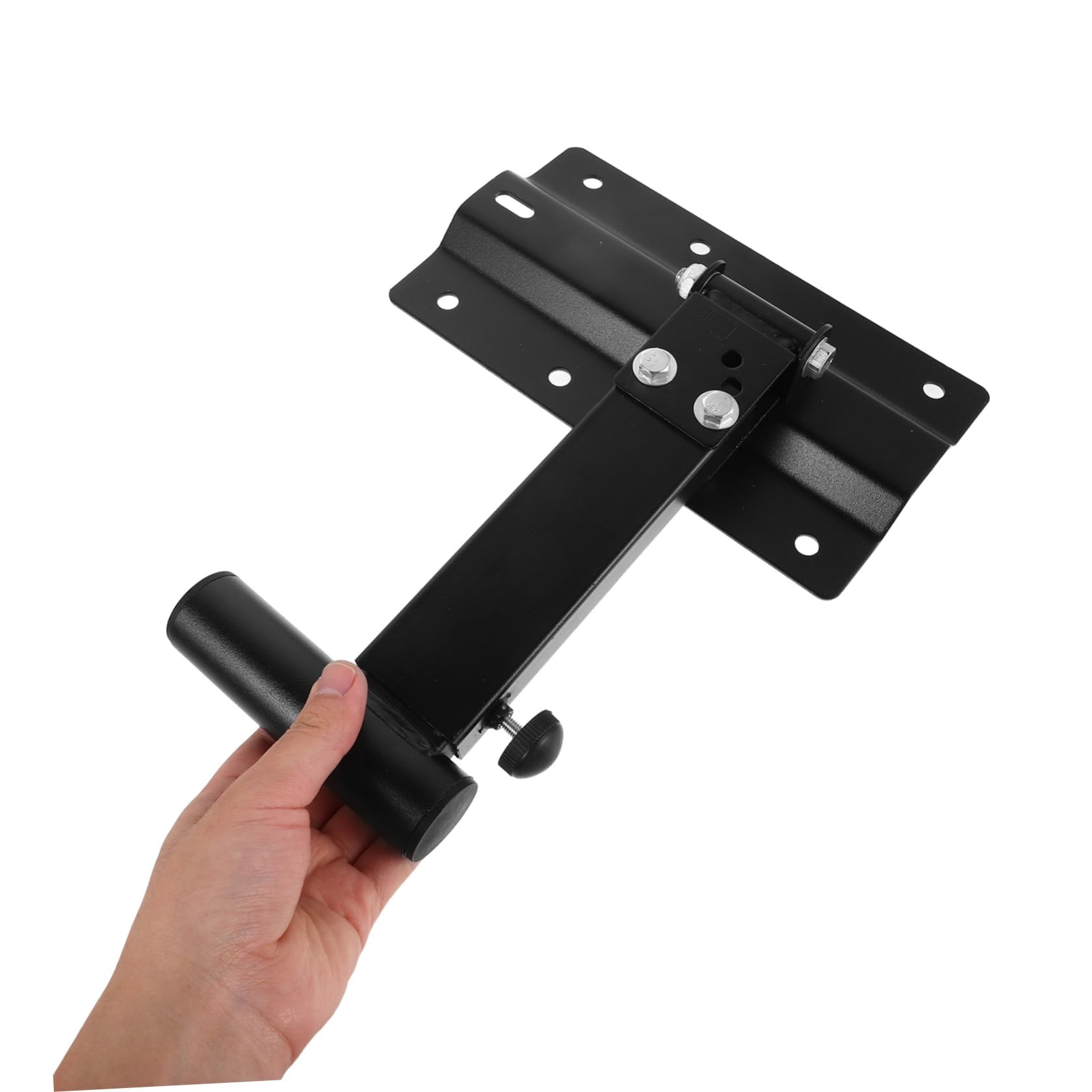 WOONEKY Soporte que Soporta hasta 35kg de Altavoz Ajustable de Pared de Hierro con Tubo Extensible Soporte Resistente Negro para Equipos de Audio para Interiores y Exteriores